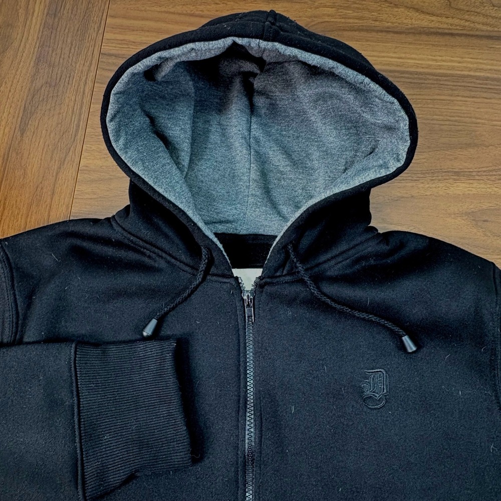 Ditch Plains New York Black Full Zip Hoodie Mens Large Embroidered Logo Fleece
